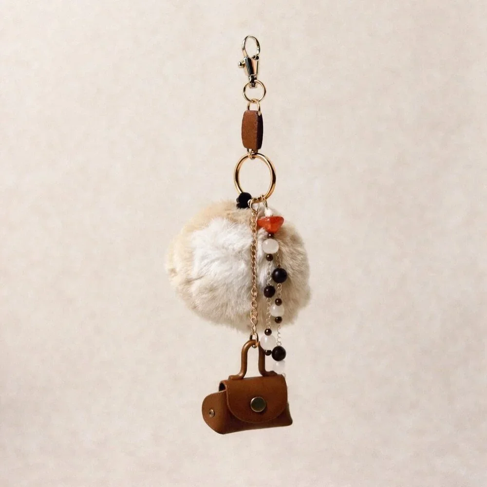 Brown Kawaii Gift Set – Beaded Pen & Matching Keychain + Refill Included - Picture 2 of 8